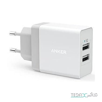 شارژر دیواری 24 وات انکر 2 پورت مدل B2021L21 به همراه کابل 1 متری میکرو یو اس بی