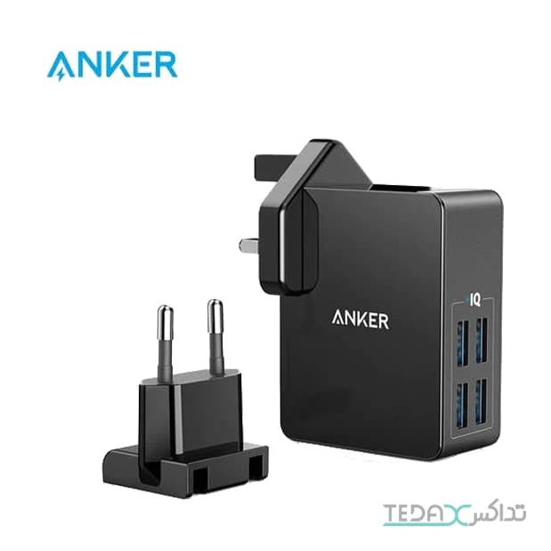 شارژر دیواری 27 وات 4 پورت انکر مدل Power Port 4 Lite A2042
