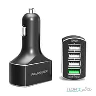 شارژر فندکی54 وات چهار پورت راوپاور مدل RP-VC003