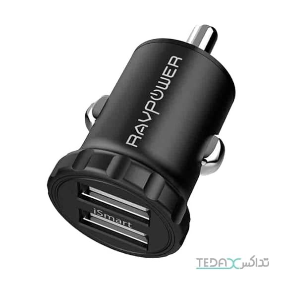 شارژر فندکی24 وات دو پورت راوپاور مدل PC031
