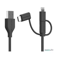 کابل تبدیل یو اس بی به لایتنینگ و میکرو یو اس بی و تایپ سی راوپاور طول 1 متر مدل CB-021