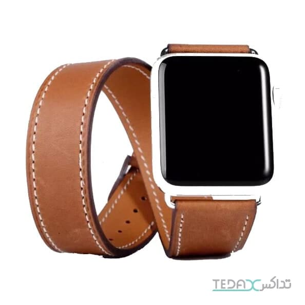بند اپل واچ چرم دبل لاین برند هرمس  (hermes) سایز  42/44