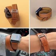 بند اپل واچ چرم دبل لاین برند هرمس  (hermes) سایز  42/44