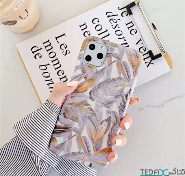 کاور طرح برگ خاکستری مناسب برای آیفون 11 پرومکس