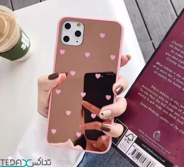 کاور قلب ریز آیینه ای صورتی همراه با پاپ سوکت مناسب برای آیفون 11