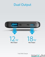 پاور بانک انکر PowerCore Slim PD A1231 با ظرفیت 10000 میلی آمپر همراه با روکش پارچه ای