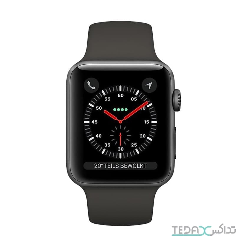 ساعت هوشمند اپل واچ سری 3 رنگ سیاه بند اسپورت  38mm
