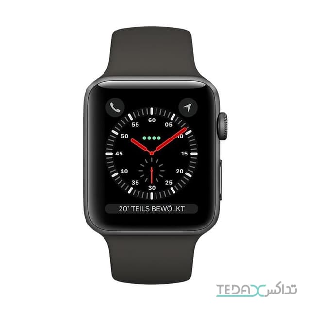 ساعت هوشمند اپل واچ سری 3 رنگ سیاه بند اسپورت  38mm
