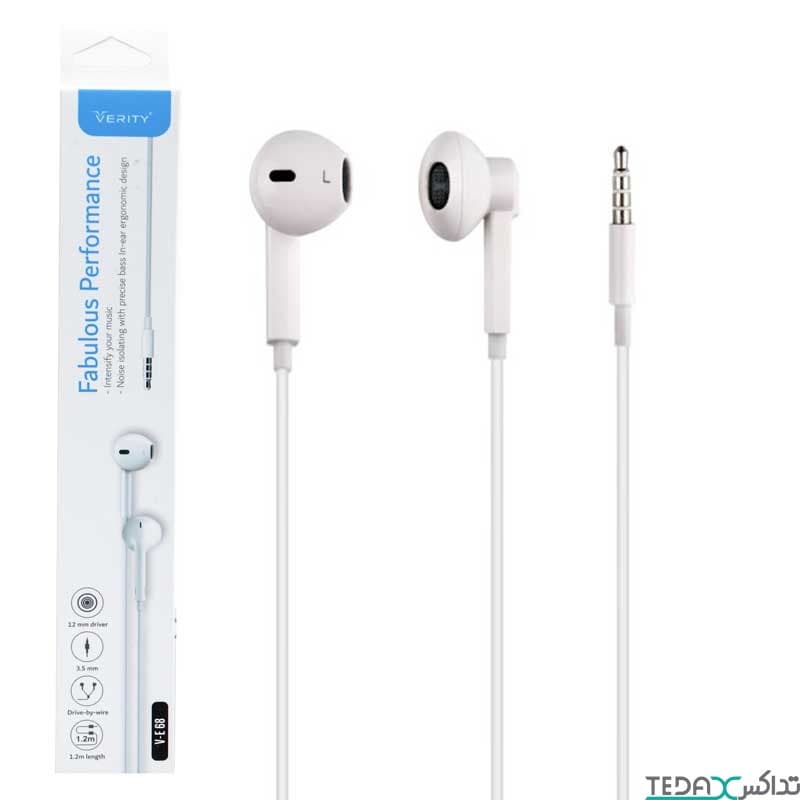 هندزفری سیمی مدل Verity V-E68  (گارانتی ۶ ماهه)