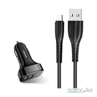 شارژر فندکی 2 پورت یوسامز با کابل تایپ سی