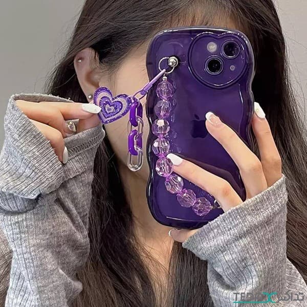 کاور ژله ای طرح قلب با آویز مناسب برای گوشی موبایل آیفون 13 پرومکس