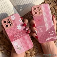 کاور طرح لبخند چهارخونه محافظ لنزدار مناسب برای آیفون 13 پرومکس