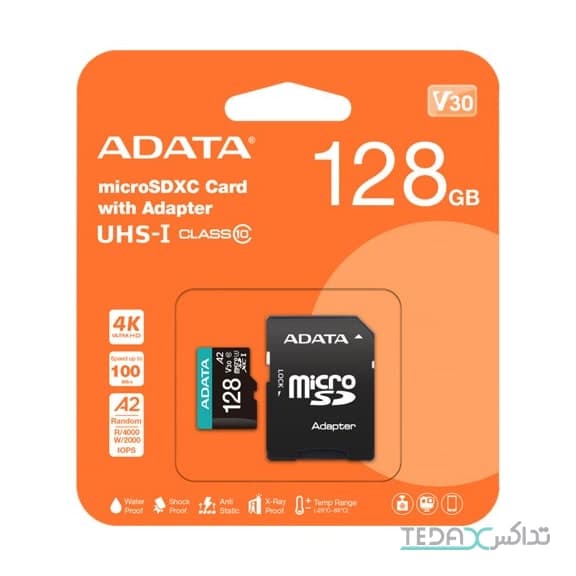 کارت حافظه میکرو اس دی ای دیتا ا ADATA 128GB UHS I Class10 R100W25 Micro SD Card