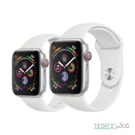 ساعت هوشمند اپل واچ سری 4 رنگ نقره ای بند اسپورت رنگ سفید تیره 44mm