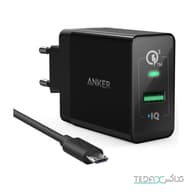 شارژر دیواری 18 وات انکر مدل B2013 Power Port Plus 1 with QC3 همراه با کابل 0.9 متری میکرو یو اس بی