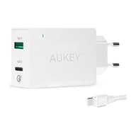 شارژر دیواری دو پورت آکی به همراه کابل تایپ سی مدل PA-Y2 QC3