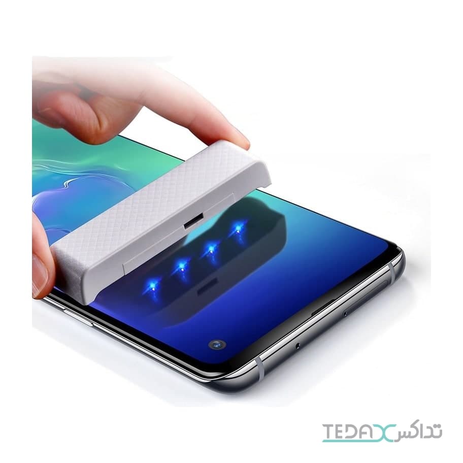 محافظ صفحه نمایش گلس فول چسب UV مناسب سامسونگ اس 10