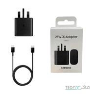 آداپتور 3 پین و کابل شارژر 25 وات سامسونگ مدل Travel Adapter TA800