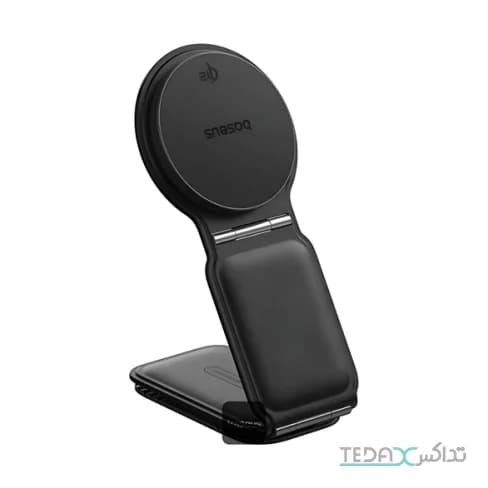 هولدر و شارژر بی سیم مگنتی تاشو داخل خودرو 15 وات برند Baseus مدل C02 Mega Magnetic