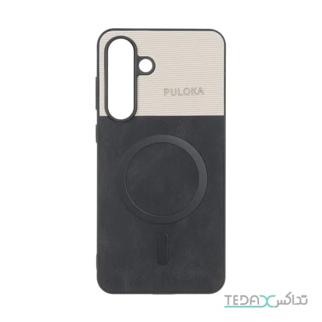 قاب Puloka دو تکه طرح چرم و کبریتی Magnet فلزی Samsung Galaxy S25 FE