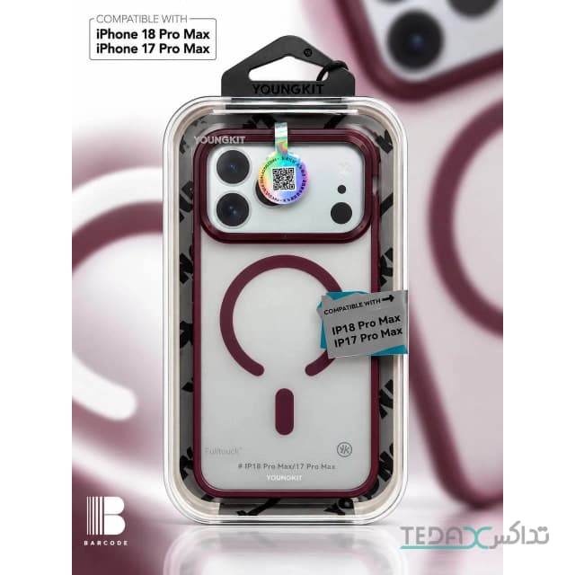 کاور Youngkit MG Matt Burgundy مناسب آیفون 17 Pro Max و آیفون 18 Pro Max