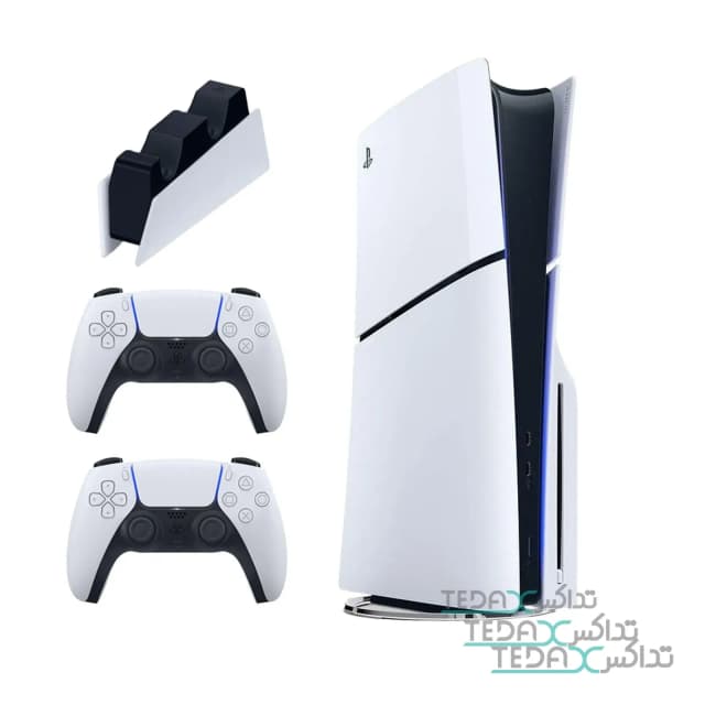 کنسول بازی سونی مدل PlayStation 5 Slim ظرفیت 1 ترابایت ریجن 2016A اروپا به همراه دسته اضافی و پایه شارژر