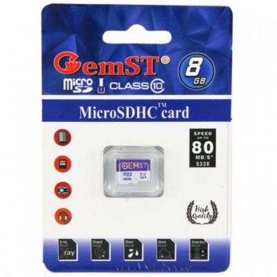 مموری کارت میکرو اس دی با حافظه 8 گیگابایت برند Gem ST مدل Class 10 U1