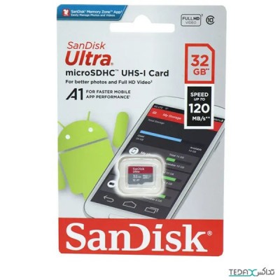 کارت حافظه میکرو 32 گیگ سن دیسک سرعت ۱۲۰MBps مدل Ultra U1 A1 C10