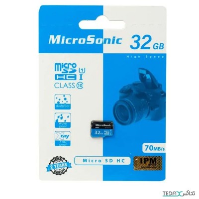 کارت حافظه میکرو ۳۲ گیگ میکروسونیک سرعت 70MB/s مدل U1 C10