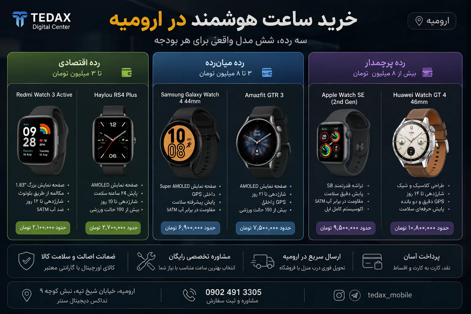 خرید ساعت هوشمند در ارومیه؛ سه رده، شش مدل واقعی