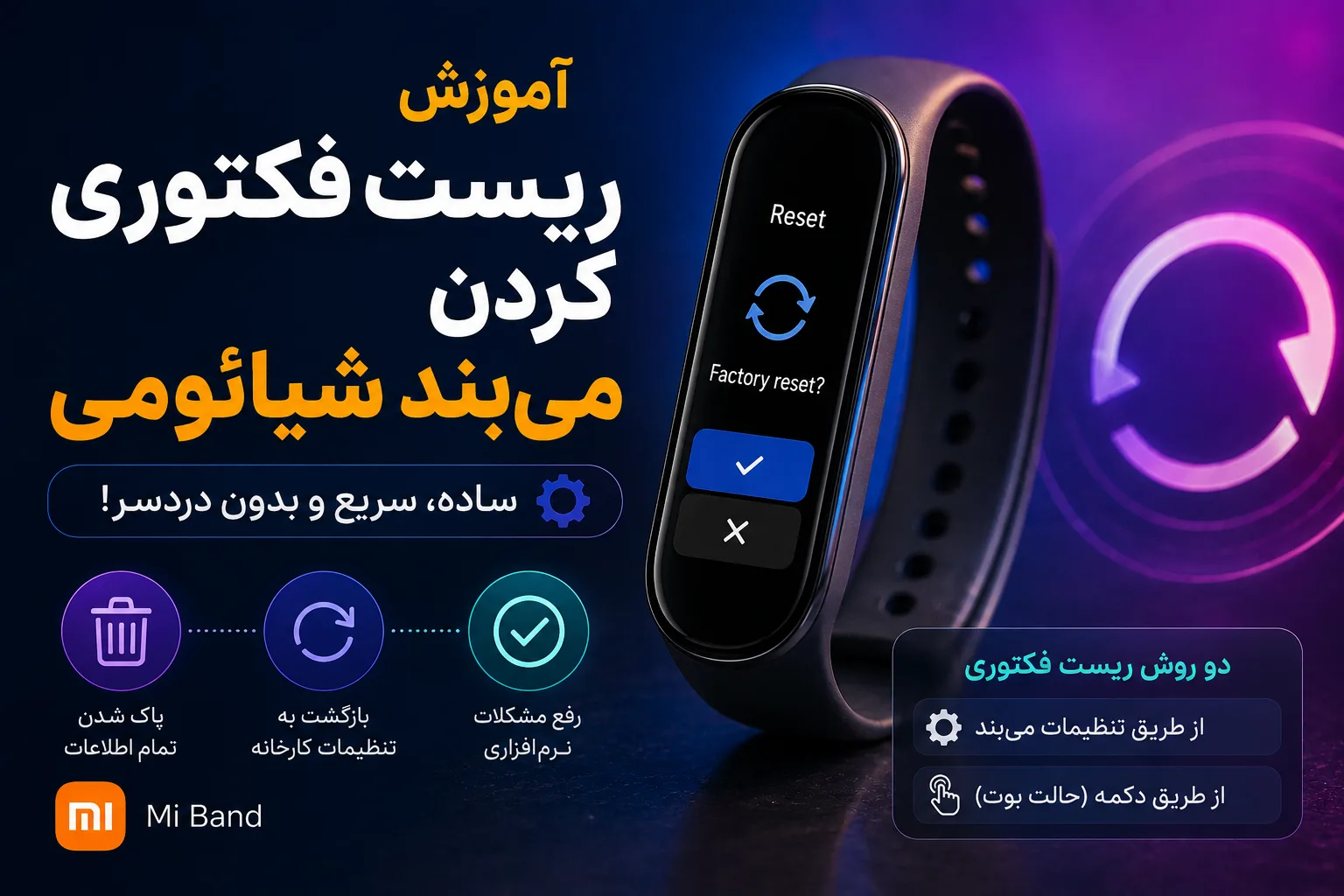 آموزش ریسِت فکتوری کردن میبند شیائومی