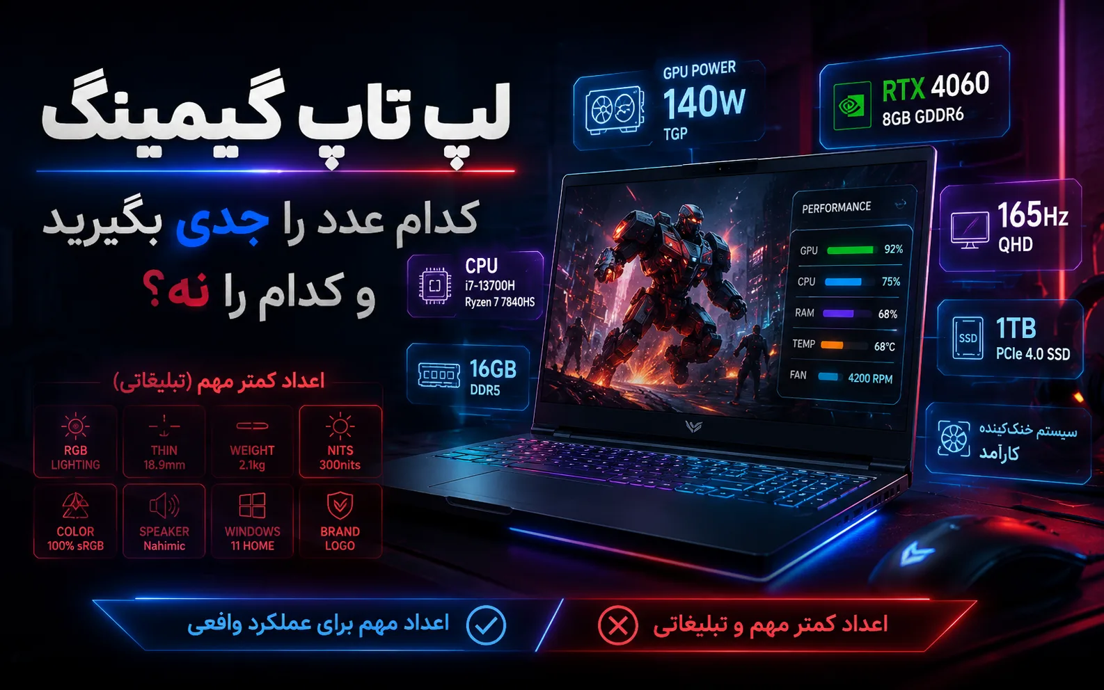 لپ تاپ گیمینگ: کدام عدد را جدی بگیرید و کدام را نه؟