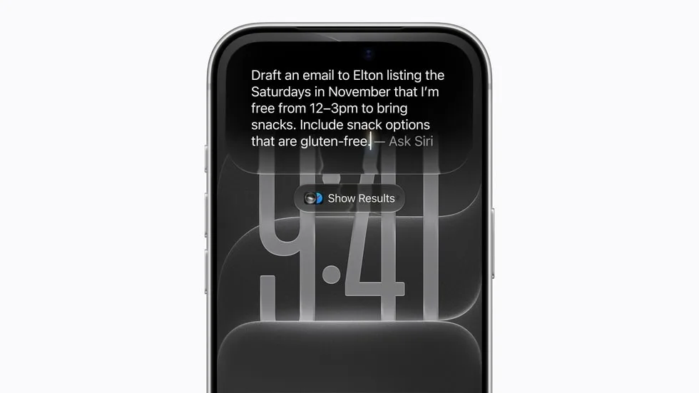 درخواست نوشتن یک ایمیل از سیری، روی صفحهٔ قفل آیفون