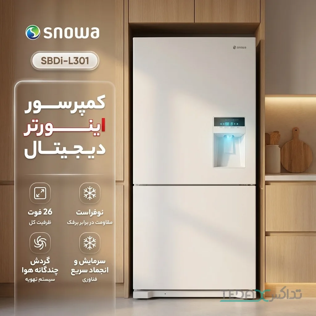 یخچال فریزر طرح فریزر پایین 26 فوت اسنوا مدل SBDi-L301