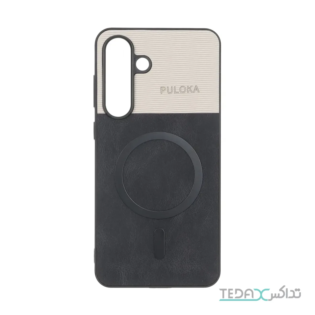 قاب Puloka دو تکه طرح چرم و کبریتی Magnet فلزی Samsung Galaxy S25 FE
