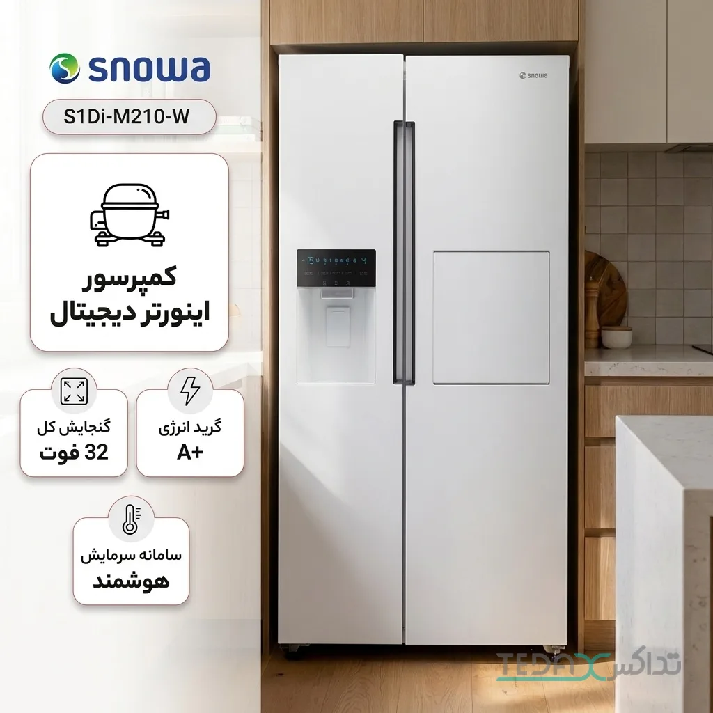 یخچال فریزر ساید بای ساید 32 فوت اسنوا مدل S1Di-M210-W