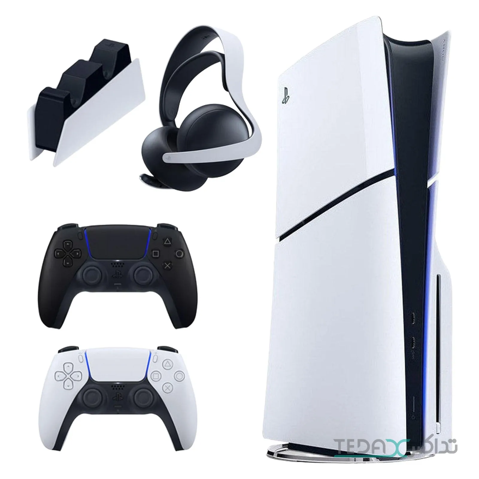 کنسول بازی سونی PlayStation 5 Slim ظرفیت 1 ترابایت ریجن 2016A اروپا به همراه دسته اضافی، پایه شارژر و هدست Elite