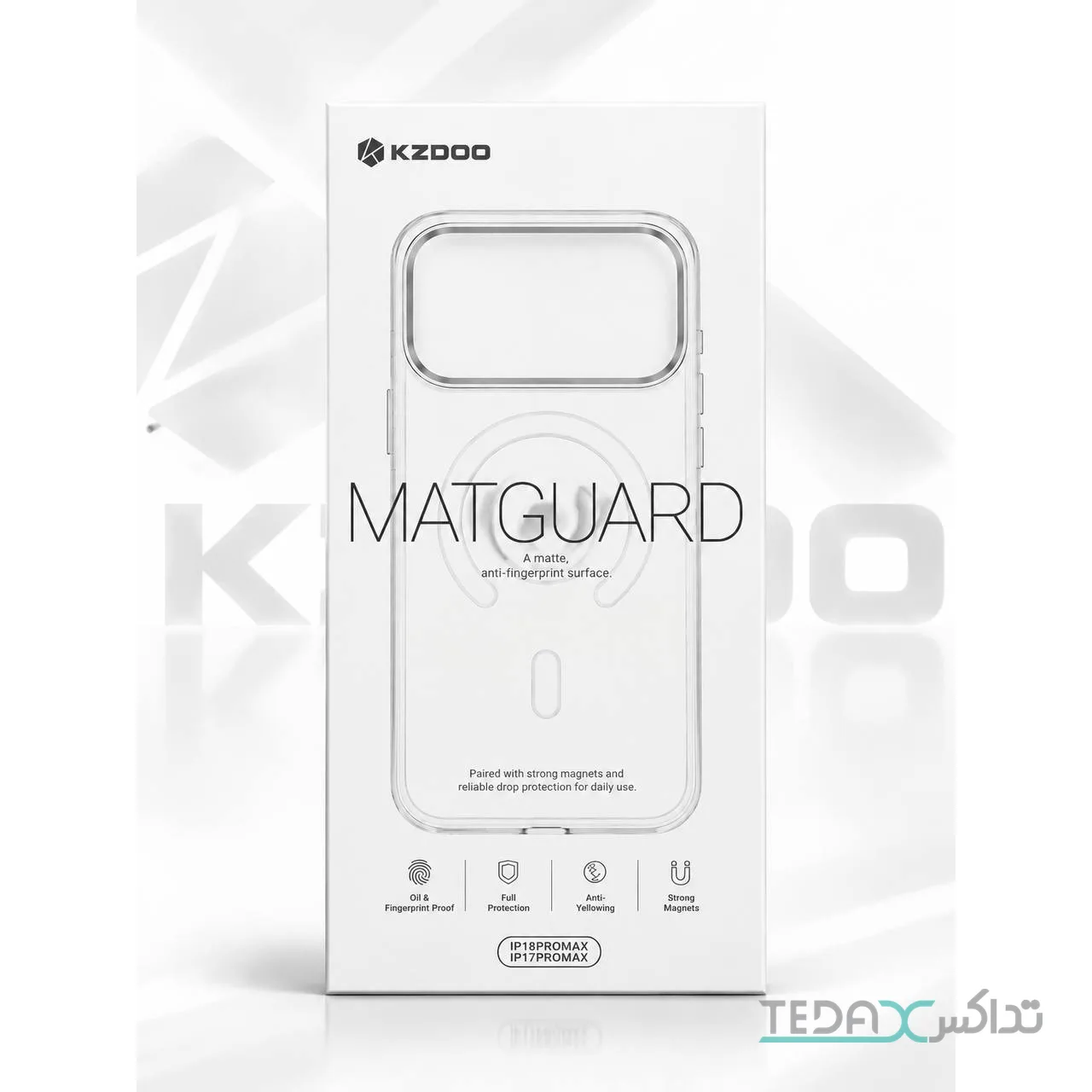 کی دو کاور کی دو MatGuard آیفون 17 و 18 پرو مکس سفید — تصویر 1