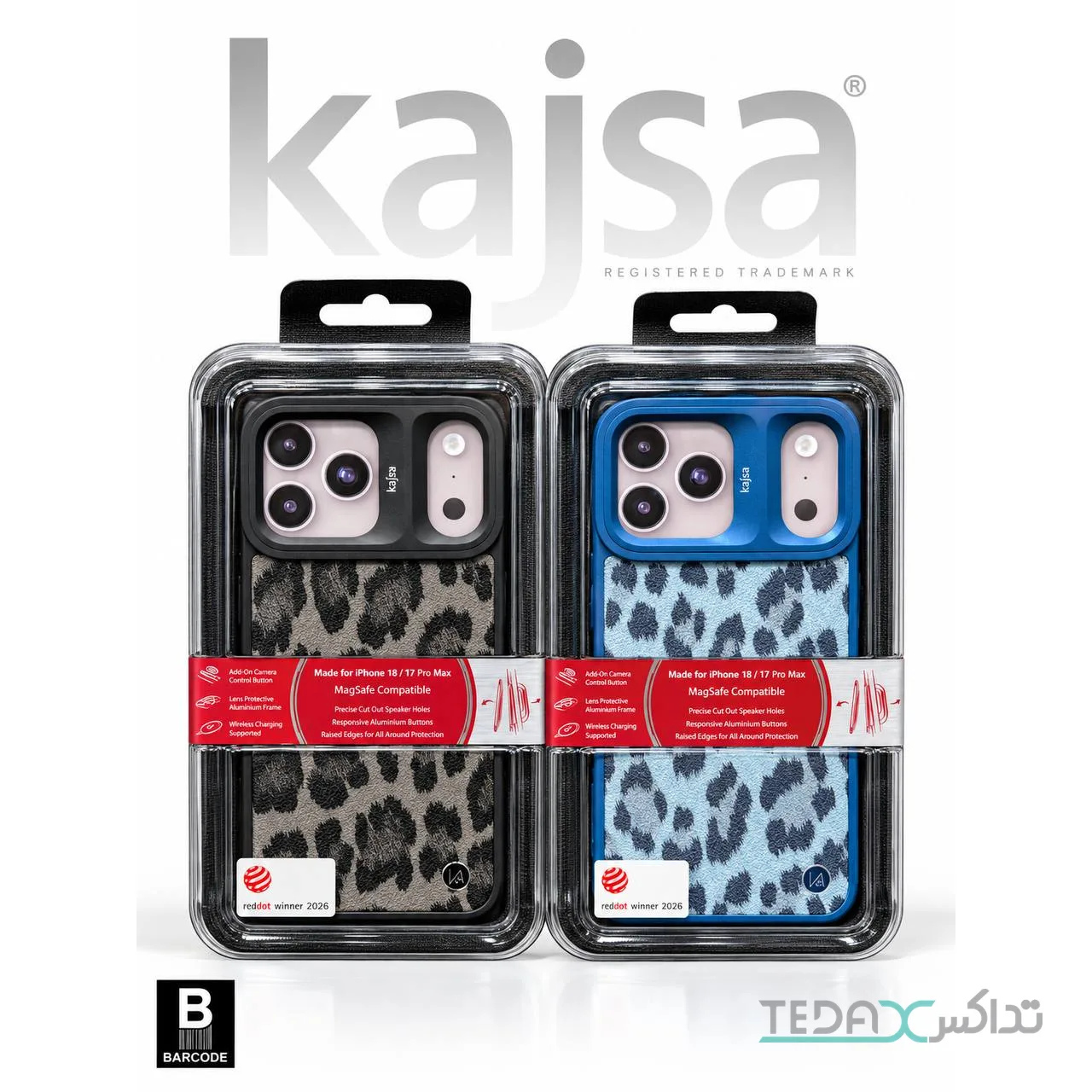 کاور KAJSA LEOPARD Black مناسب iPhone 17 Pro Max / 18 Pro Max