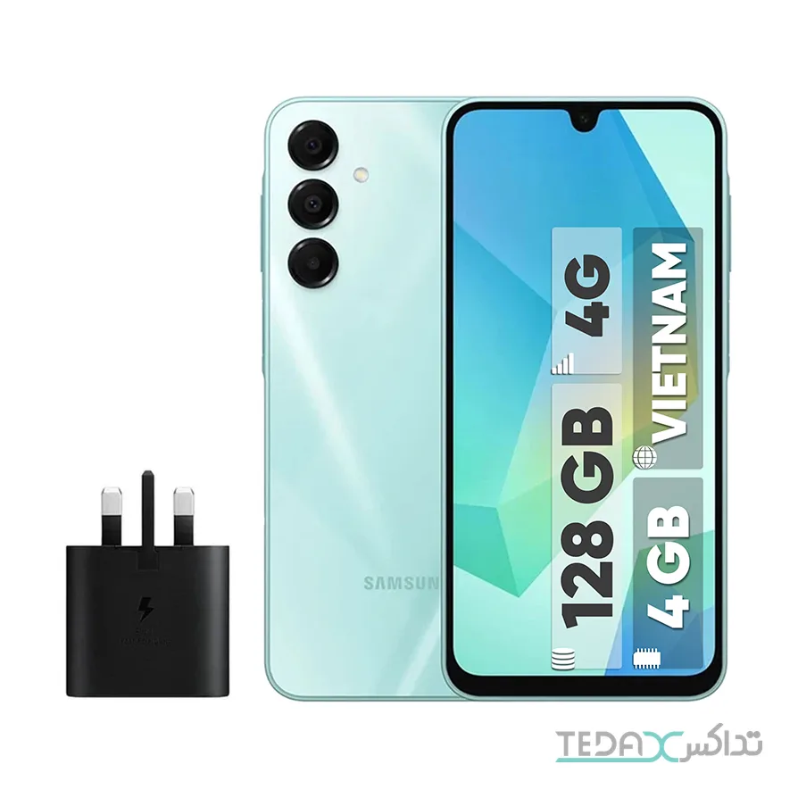 گوشی موبایل سامسونگ مدل Galaxy A16 4G دو سیم کارت ظرفیت 128 گیگابایت و رم 4 گیگابایت - ویتنام - به همراه شارژر 25 وات سامسونگ